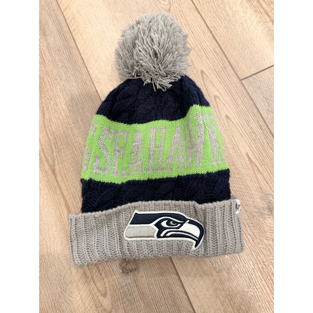 47 Brand Seattle Seahawks NFL Knit Beanie Pom Pom Hat Navy Green Grey